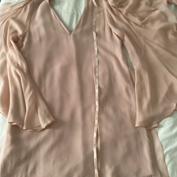 NWOT BCBG S pink silk chiffon dress w flutter sleeves - Picture 8 of 16